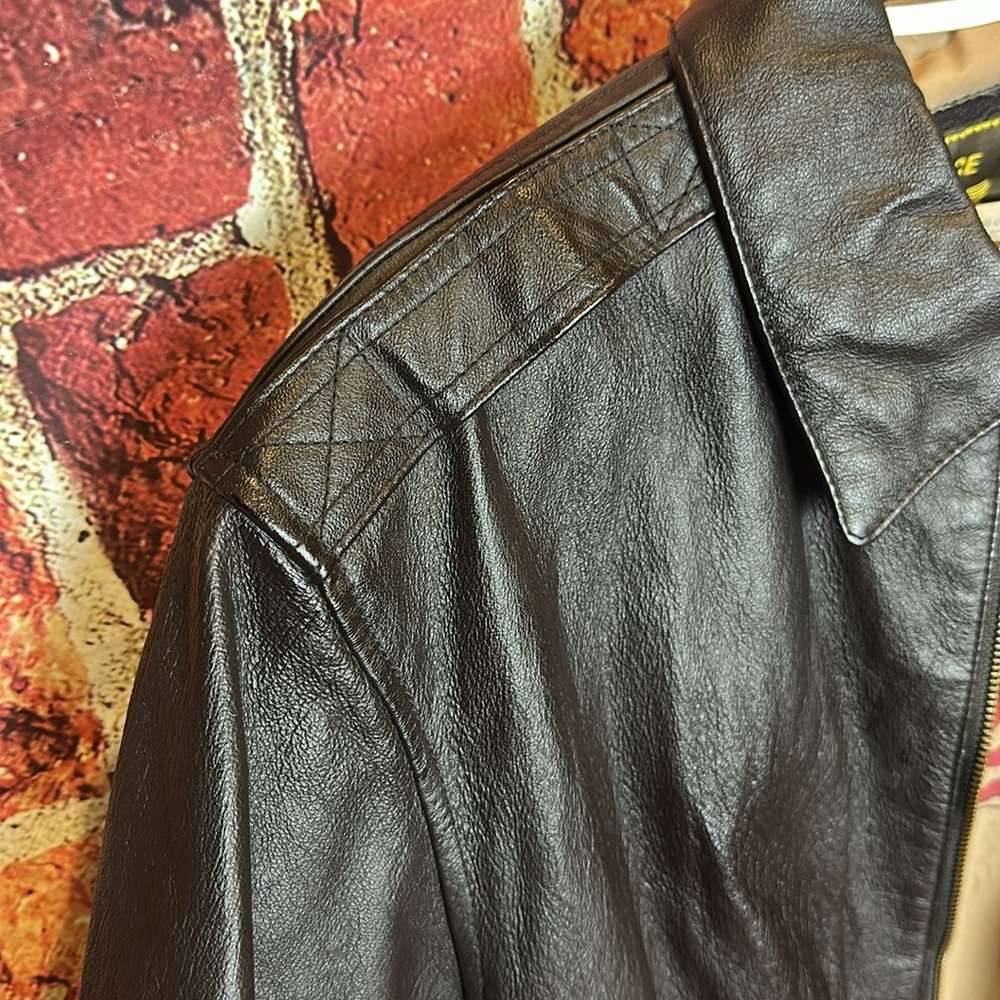 L Landing Leathers Men Air Force A-2 Leather Flight Bomber Jacket size XS brown - Picture 9 of 12